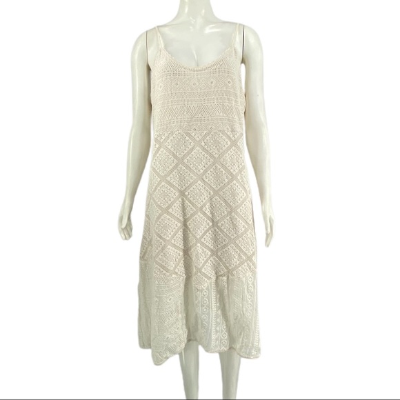 SUNDANCE Casual Crocheted Sundress Large Cream - Picture 1 of 6